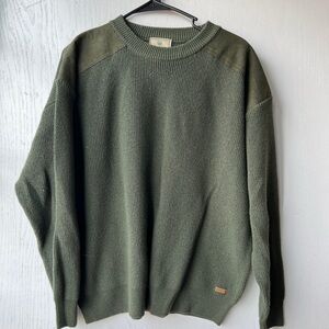 Beretta Sweater Mens XL  Green Wool Blend Knit Outdoor Crew Neck Long Sleeve